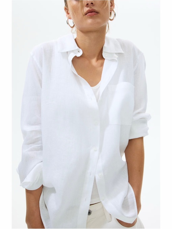 H&M Tops - H&M 100% Linen Oversized Shirt